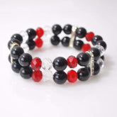 FBT - Black Onxy/ Red and Double Strands Bracelets - FashionByTeresa